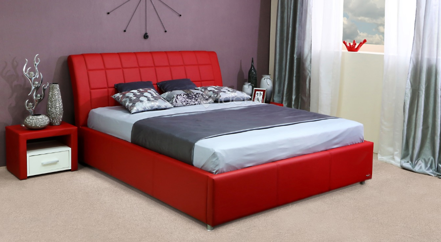 Кровать двуспальная EMB- Амур красный