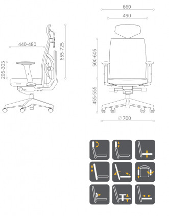 Кресло офисное TPRO- TUNE SLATEGREY/BLACK E5494