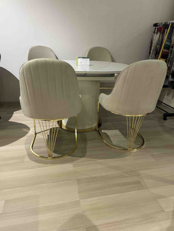 Стул обеденный Art-Deco EXI- PRADO LIGHT BEIGE BF03 GOLD 