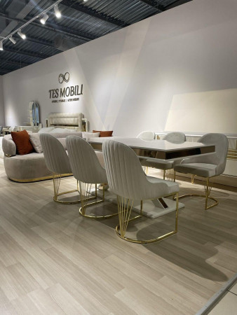 Стул обеденный Art-Deco EXI- PRADO LIGHT BEIGE BF03 GOLD 