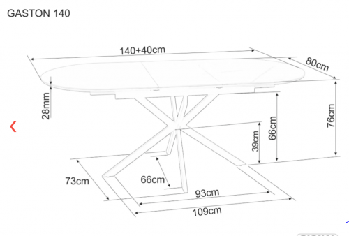 Стол SIGNAL Gaston CERAMIC 140(180)*80 БЕЛЫЙ/ЧЕРНЫЙ