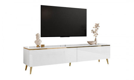 Тумба ТВ 2Ш TOP- Моника белый глянец/золото 