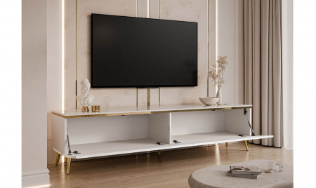 Тумба ТВ 2Ш TOP- Моника белый глянец/золото 