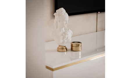 Тумба ТВ 2Ш TOP- Моника белый глянец/золото 