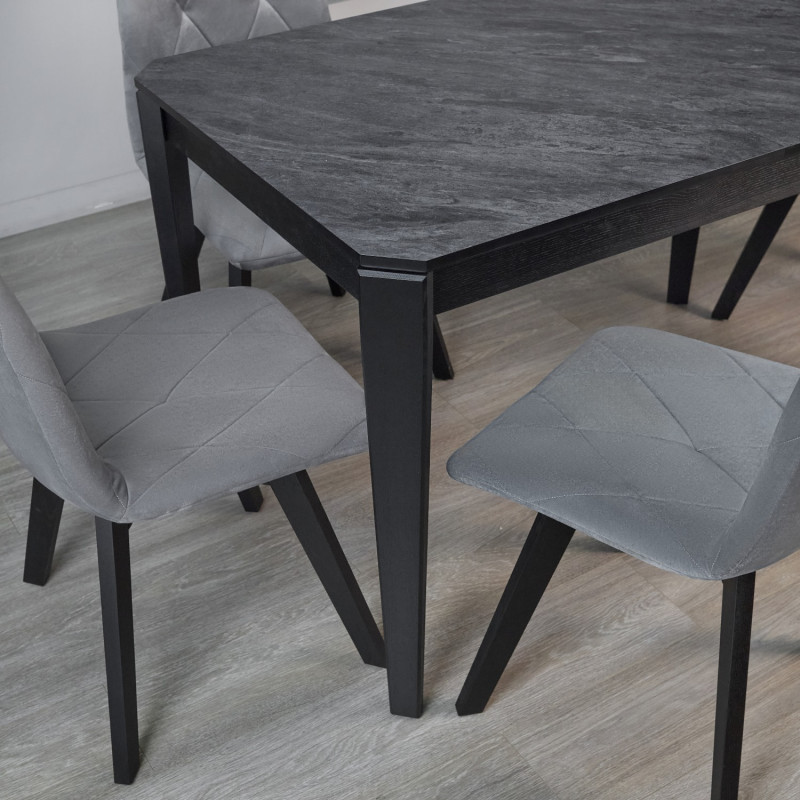 Комплект обеденный Ont- Рикардо 120 черный + 4 стула Даниэль серые