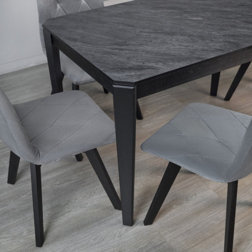 Комплект обеденный Ont- Рикардо 120 черный + 4 стула Даниэль серые