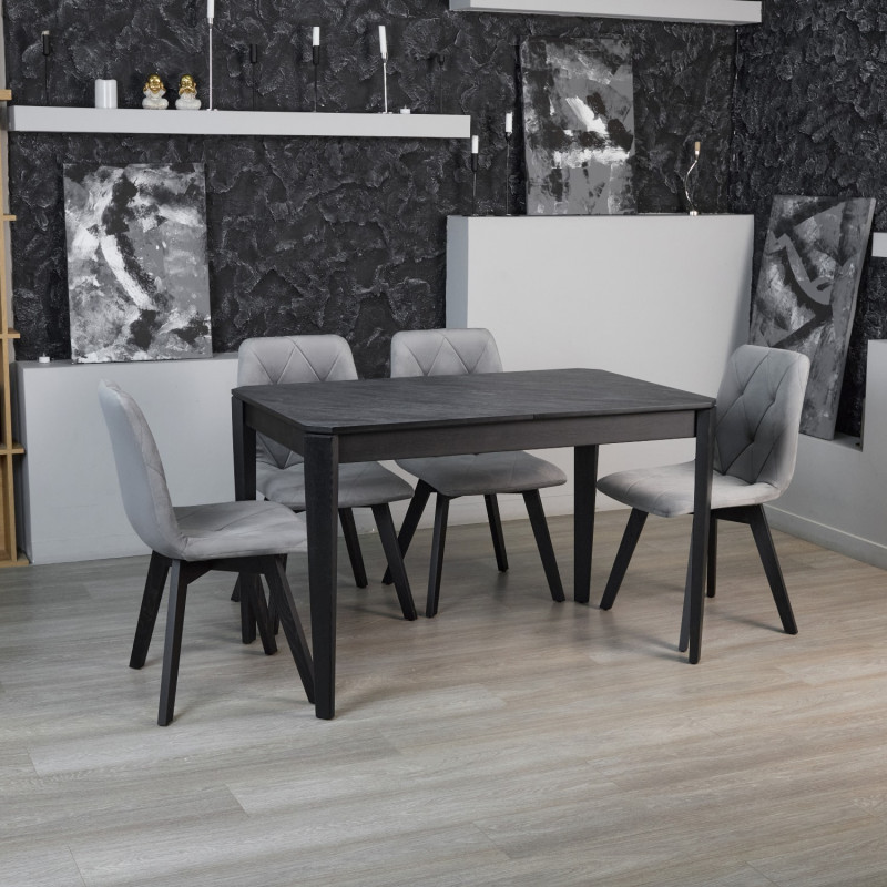 Комплект обеденный Ont- Рикардо 120 черный + 4 стула Даниэль серые