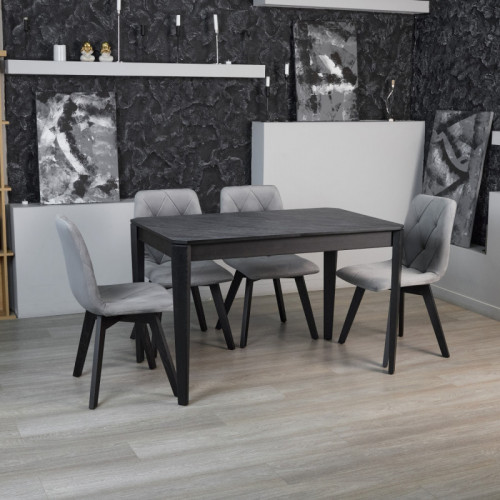 Комплект обеденный Ont- Рикардо 120 черный + 4 стула Даниэль серые