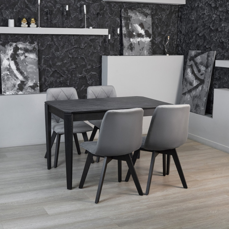 Комплект обеденный Ont- Рикардо 120 черный + 4 стула Даниэль серые