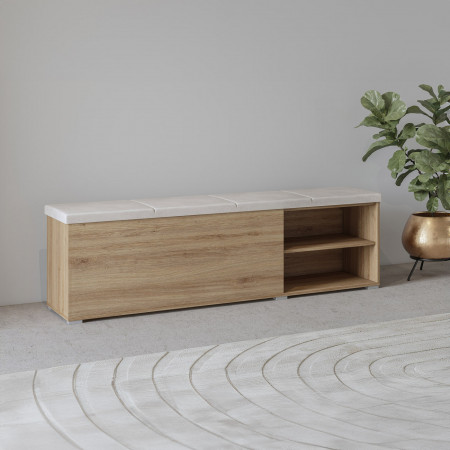 Банкетка с ящиком для хранения Helvetia VERTINA 24DBNH89 (дикий дуб/ дуб-песочно-бежевый)