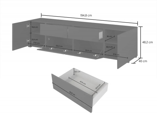 Тумба под телевизор Helvetia ASYMETRIC 24W3OA39 (черный оникс)