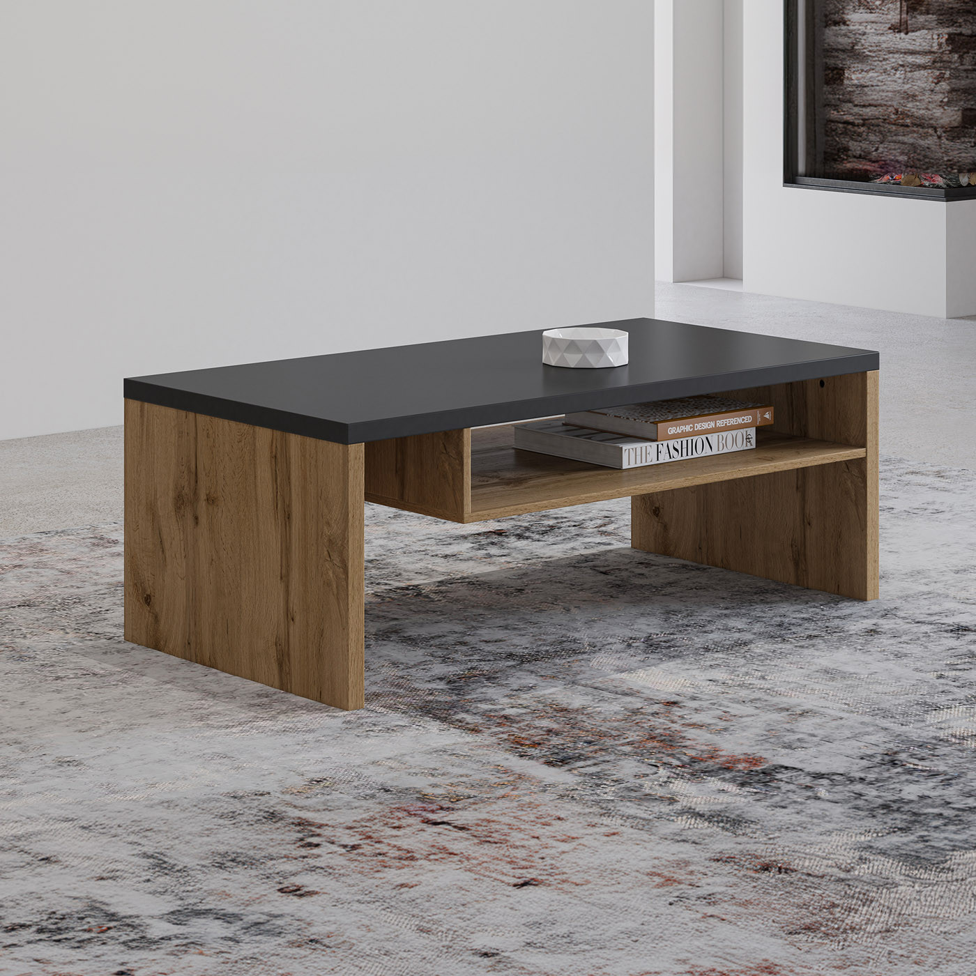 Стол кофейный Helvetia CROSS 24N6MY99 (дуб вотан-черный)