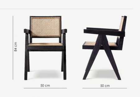 Стул обеденный с подлокотниками CRV- Luxe Black wood, черное дерево