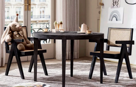 Стул обеденный с подлокотниками CRV- Luxe Black wood, черное дерево