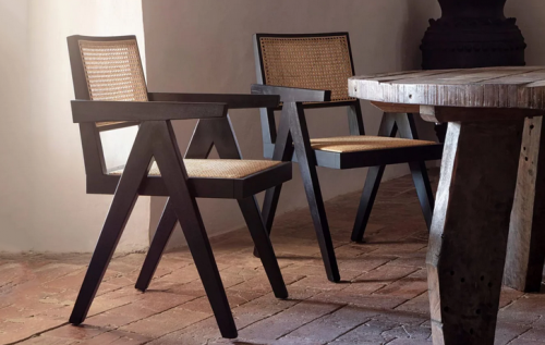 Стул обеденный с подлокотниками CRV- Luxe Black wood, черное дерево