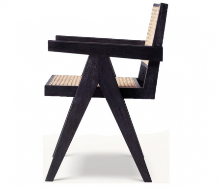 Стул обеденный с подлокотниками CRV- Luxe Black wood, черное дерево