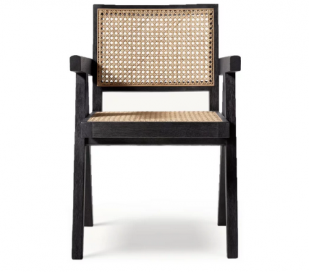 Стул обеденный с подлокотниками CRV- Luxe Black wood, черное дерево