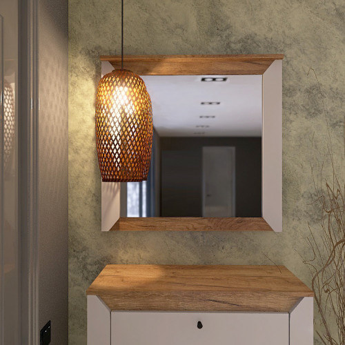 Прихожая с тумбой для обуви и зеркалом EVR- Нордик-3 дуб крафт золотой + белый