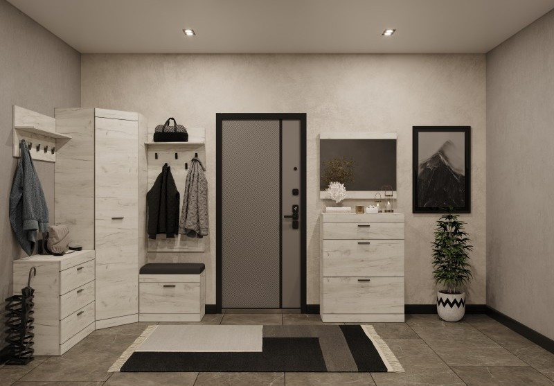 Прихожая(модульная) EVR- Соната-8 дуб крафт белый