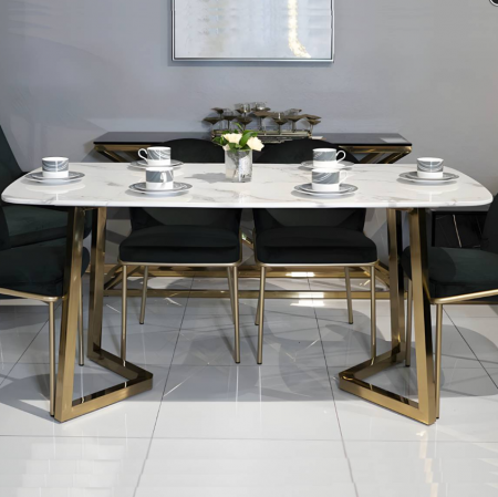 Стол обеденный TOP- Римини белый/ золото