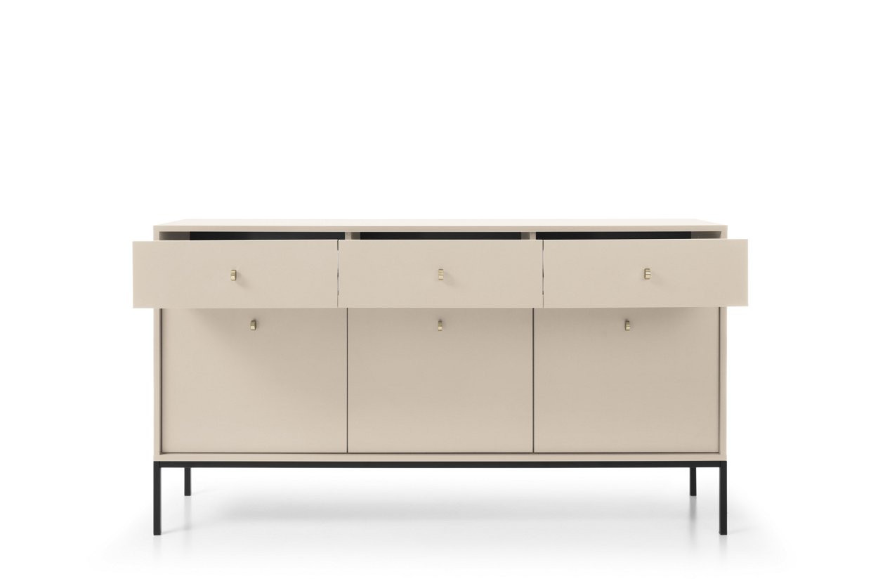 Комод Perfect Home Моно/Mono 3-дверный с 3 ящиками, черные ножки MKSZ154 Беж песочный