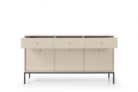 Комод Perfect Home Моно/Mono 3-дверный с 3 ящиками, черные ножки MKSZ154 Беж песочный