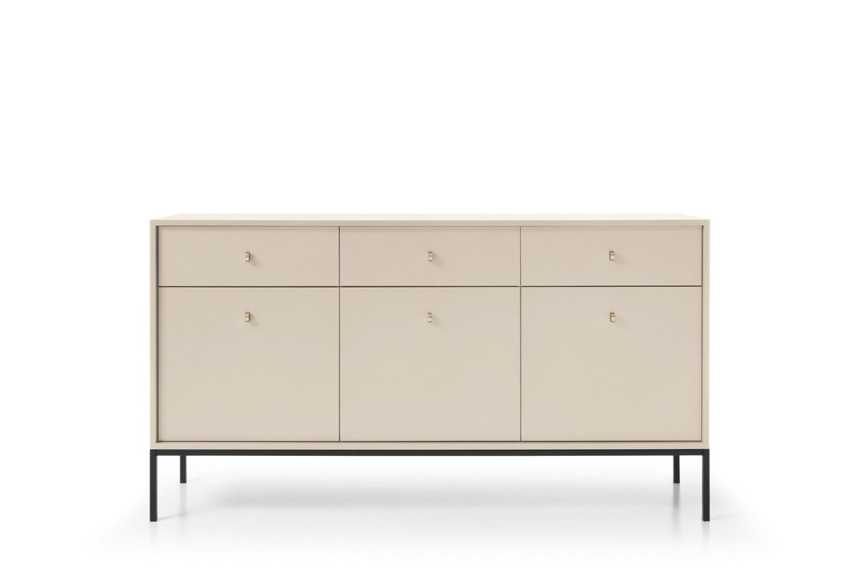 Комод Perfect Home Моно/Mono 3-дверный с 3 ящиками, черные ножки MKSZ154 Беж песочный
