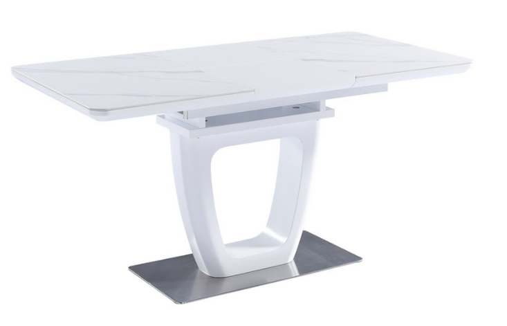 Стол обеденный раскладной VTR- TML-860-1 (Белый мрамор + белый)
