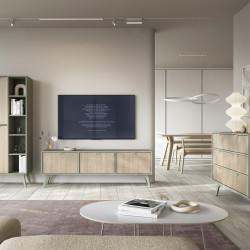 Гостиная Perfect Home Форест / Forest: стеллаж, комод, ТВ-тумба. Эвкалипт/ель сканди
