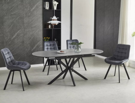 Стол SIGNAL Gaston CERAMIC 140(180)*80 СЕРЫЙ/ЧЕРНЫЙ