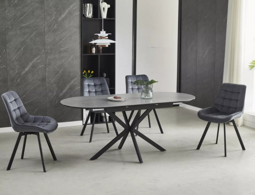 Стол SIGNAL Gaston CERAMIC 140(180)*80 СЕРЫЙ/ЧЕРНЫЙ