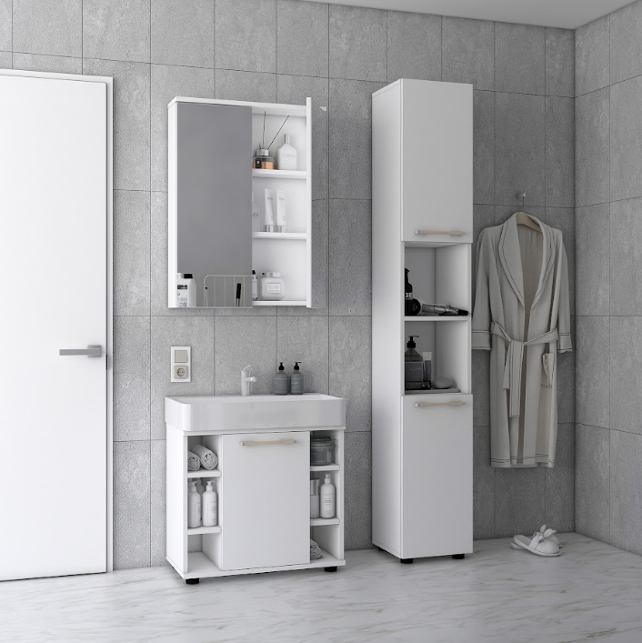 Комплект для ванной комнаты DRS- Мира белый ДСП 84х33х183.5