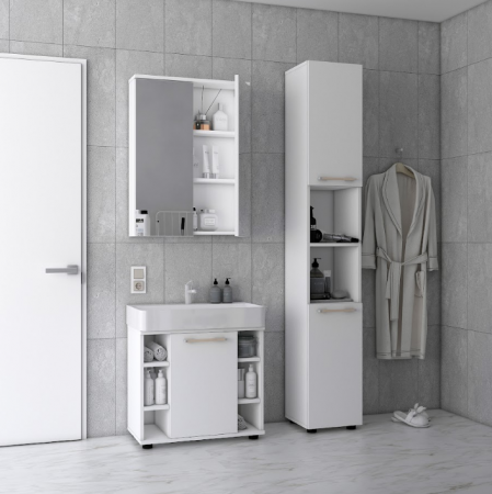 Комплект для ванной комнаты DRS- Мира белый ДСП 84х33х183.5