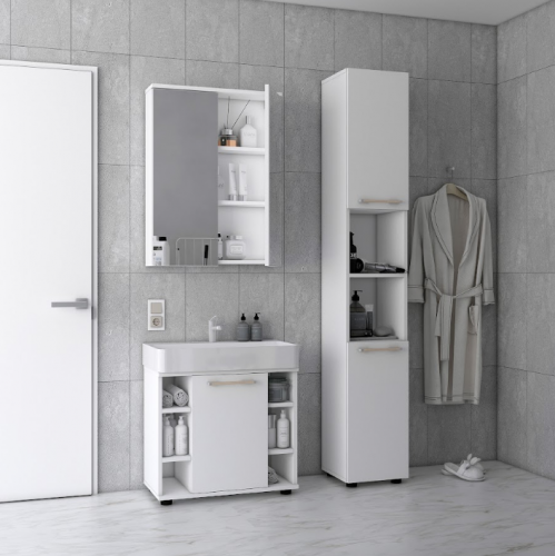 Комплект для ванной комнаты DRS- Мира белый ДСП 84х33х183.5