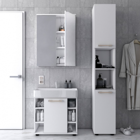 Комплект для ванной комнаты DRS- Мира белый ДСП 84х33х183.5
