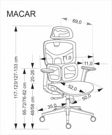 Кресло компьютерное эргономическое HALMAR MACAR (черный)