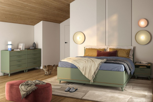 Комод с 4 ящиками Helvetia SCANDI 24GDOH27 (зеленый / дуб)