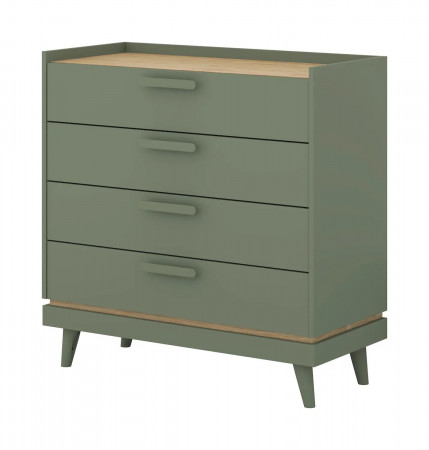 Комод с 4 ящиками Helvetia SCANDI 24GDOH27 (зеленый / дуб)
