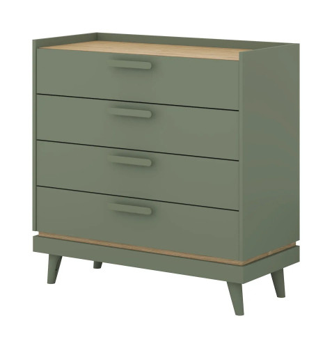 Комод с 4 ящиками Helvetia SCANDI 24GDOH27 (зеленый / дуб)