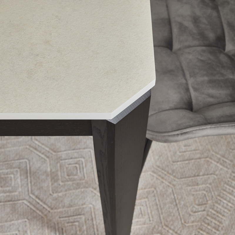 Комплект обеденный Ont- Рикардо 120 жемчужина + 4 стула Chris серые