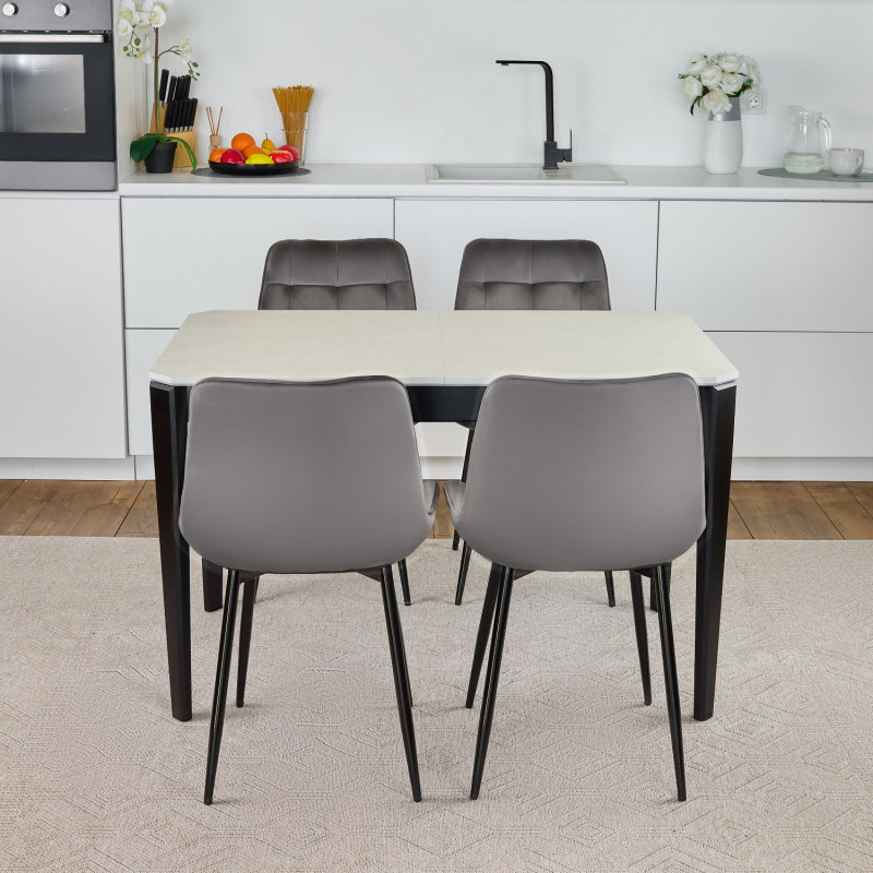 Комплект обеденный Ont- Рикардо 120 жемчужина + 4 стула Chris серые