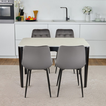 Комплект обеденный Ont- Рикардо 120 жемчужина + 4 стула Chris серые