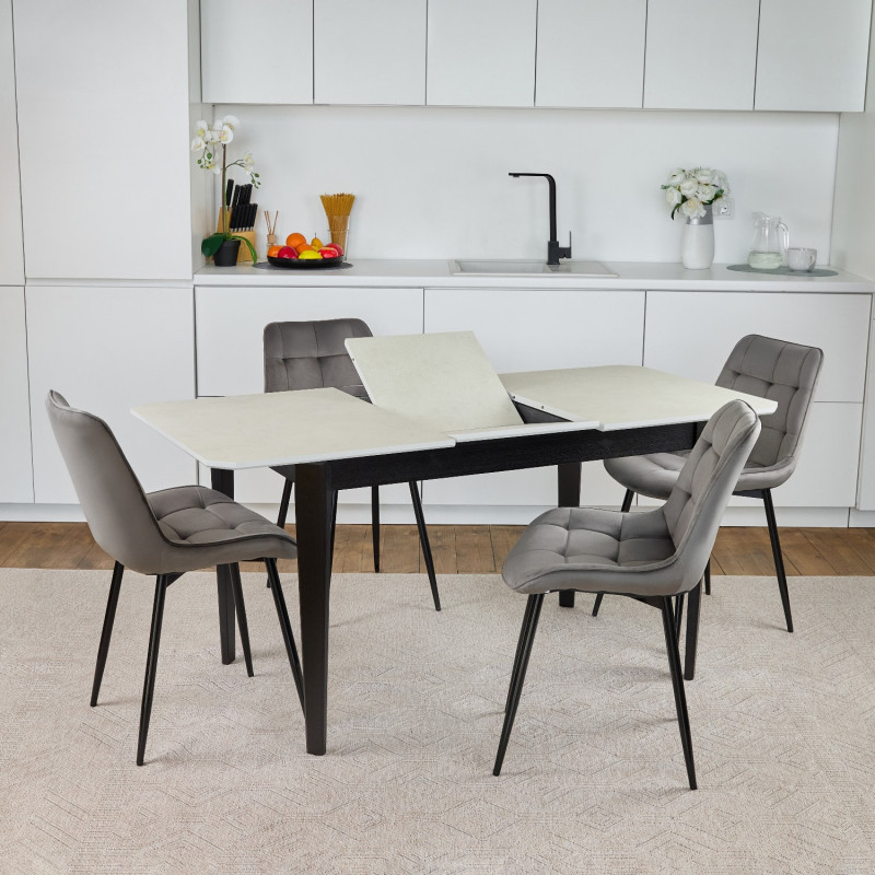 Комплект обеденный Ont- Рикардо 120 жемчужина + 4 стула Chris серые