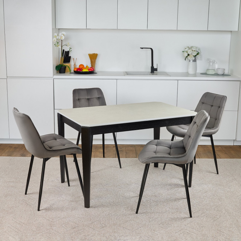 Комплект обеденный Ont- Рикардо 120 жемчужина + 4 стула Chris серые