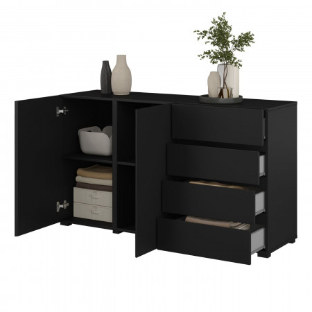 Комод на 2 двери и 4 ящика Helvetia ASYMETRIC 24W3OA42 (черный оникс)