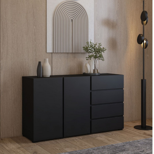 Комод на 2 двери и 4 ящика Helvetia ASYMETRIC 24W3OA42 (черный оникс)