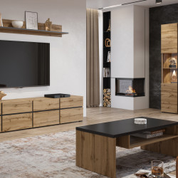 Комплект в гостиную Helvetia CROSS (дуб вотан-черный)