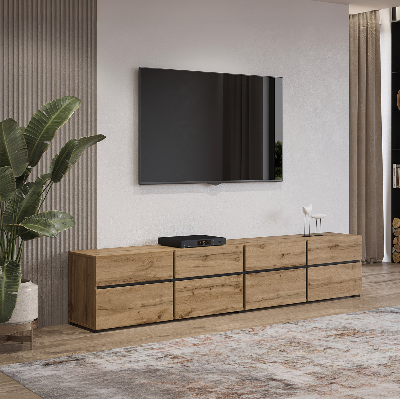 Комплект в гостиную Helvetia CROSS (дуб вотан-черный)