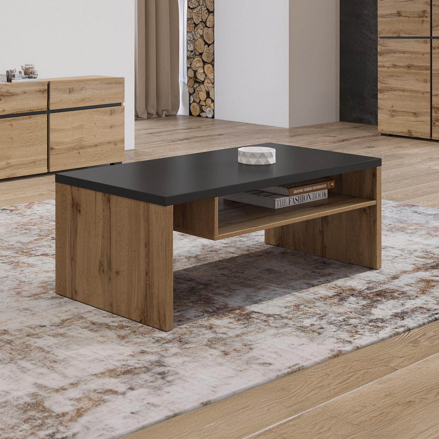 Комплект в гостиную Helvetia CROSS (дуб вотан-черный)