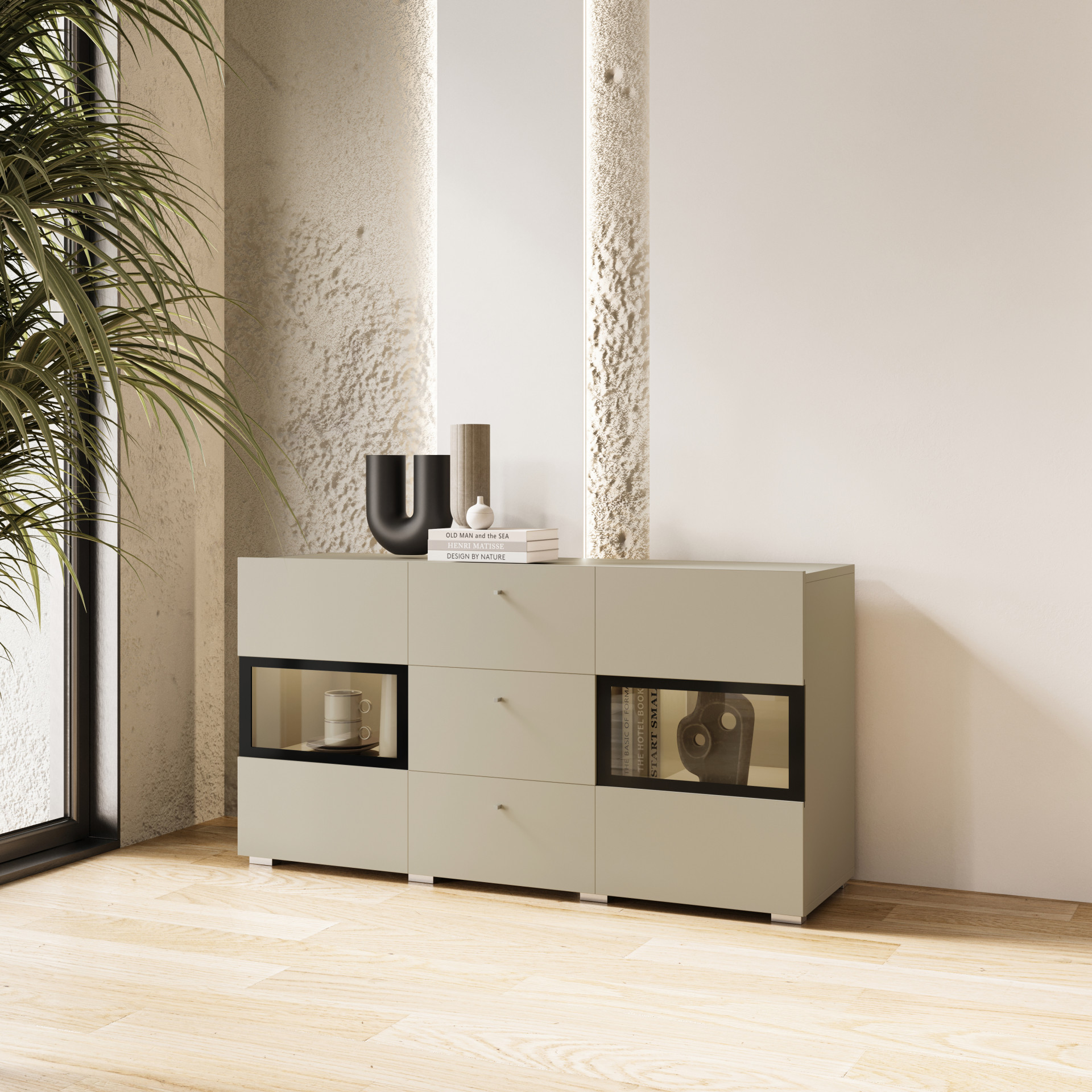 Комод на 2 двери и 3 ящика Helvetia BAROS 2412BM26 (светло-бежевый)